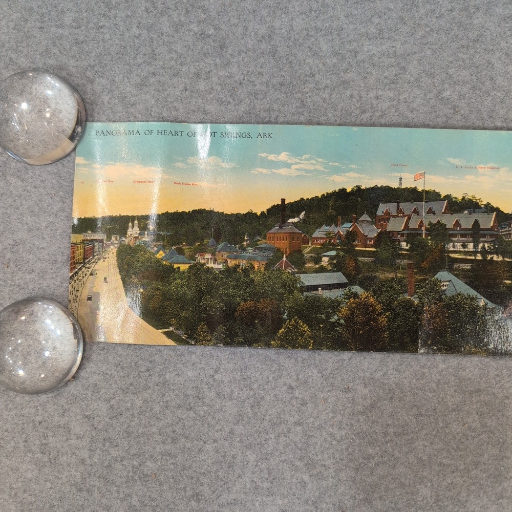 Vintage Panoramic Postcard Heart of Hot Springs Arkansas Eastman Hotel Army Navy - Picture 2 of 8